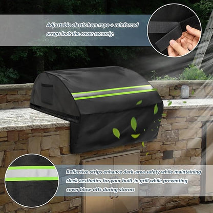 Built in Grill Cover for Lynx 42-Inch - Heavy Duty 600D Waterproof with Reflective Strips and Plush Lining, Protects The Built in Grill While Enhancing its Visual Appeal,25.5" L x42 W x26 H,Black