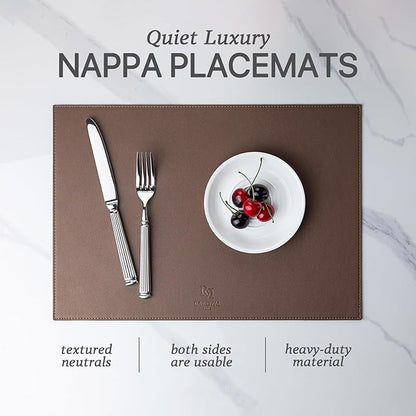 Faux Leather Placemats Set of 12 Vinyl Washable Wipeable Table Mats for Kitchen Dining Table Heat Resistant Waterproof Modern Indoor/Outdoor Placemats Non-Slip Easy Clean Place Mats (Chocolat)
