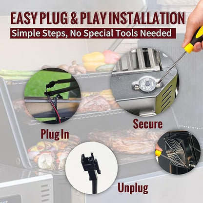 Replacement Fan and Hopper Door Switch Kit for Masterbuilt Gravity Series 560/800/1050 XL Digital Charcoal Grills & Smokers, Includes 1 Fan Kit, 3 Hopper Lid/Door Switches & 1 Electric Wire Kit