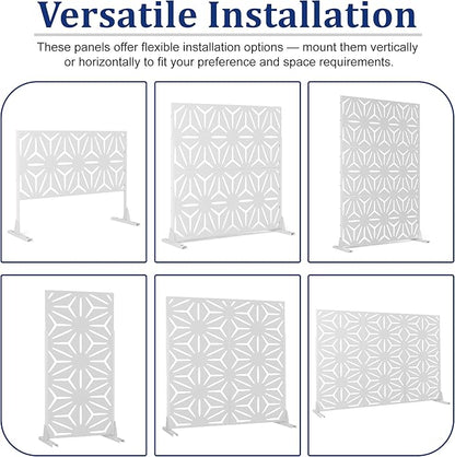 Outdoor Privacy Screen,72" H×47" W Metal Privacy Screen, Freestanding Privacy Fence Panels for Patio