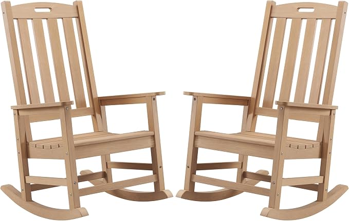 Oversized Outdoor Rocking Chair Set of 2, HDPE Porch Rocker by PsilvamGardenFurniture