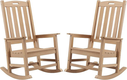 Oversized Outdoor Rocking Chair Set of 2, HDPE Porch Rocker by PsilvamGardenFurniture