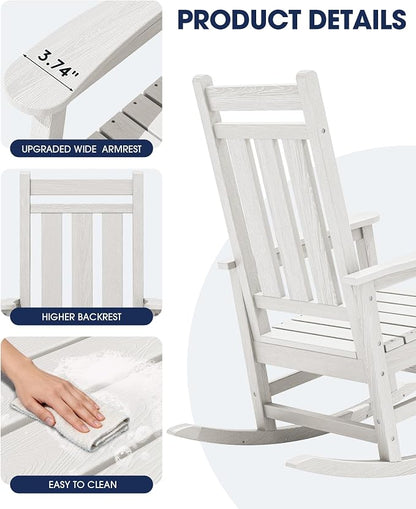 Oversized Outdoor Rocking Chair Set of 4, HDPE Patio Rockers - Image 7