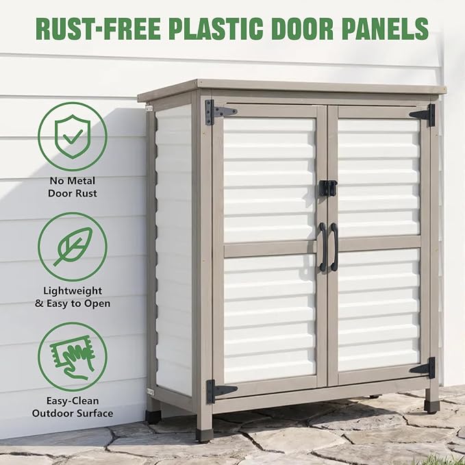 Ketive Outdoor Storage Cabinet, 2-Tier Garden Cabinet - Image 5