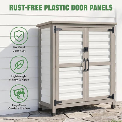 Ketive Outdoor Storage Cabinet, 2-Tier Garden Cabinet - Image 5