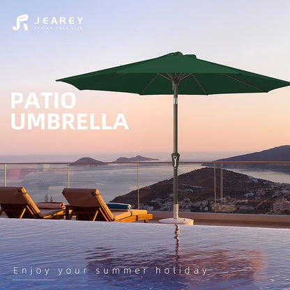JEAREY 9FT Outdoor Patio Umbrella, Market Umbrella, Dark Green | Outdoor Table - Image 7