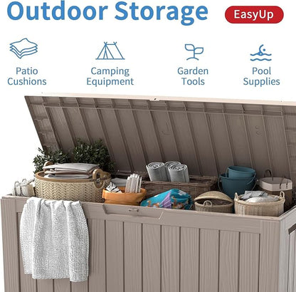 Outdoor Storage Box 100 Gallon Waterproof Resin Deck Boxes Grey | UV-Resistant - Image 4