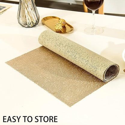 Fave Gold Table Runners 60 Inches Heat Resistant Table Runner Line Shaped Short Table Runner Washable Table Mats for Wedding Party Banquet Event Dining Decoration (Line )