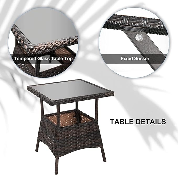 3 pcs Rocking Bistro Set Conversation Chairs PE Wicker Outdoor Rocking Chairs & - Image 7