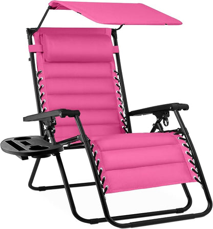 Best Choice Products Oversized Padded Zero Gravity Chair w/Canopy Headrest Cup by BestChoiceProducts