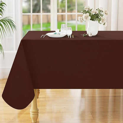 Smiry Rectangle Table Cloth 60x84 Inch, Waterproof Wipeable Vinyl Tablecloths Protector, Oil Spill Proof Plastic Table Cover for Dining, Picnic, Camping, Outdoor, Coffee