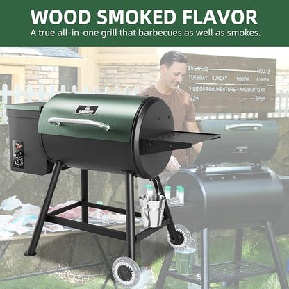 Pellet Grill Smoker 8 In 1 Outdoor Wood Electric Pellet BBQ Grill With PID Temperature Control And Meat Probe 456 Sq.In Removable Cooking Area Easy Clean