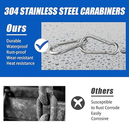 Large Carabiner Clip Hooks, 1pc 6.2 inch Carabiners Heavy Duty, 304 Stainless Steel Spring Snap Hook Fits Camping Hanging Hiking Weight Lifting, Metal Clips for Rope or Chain