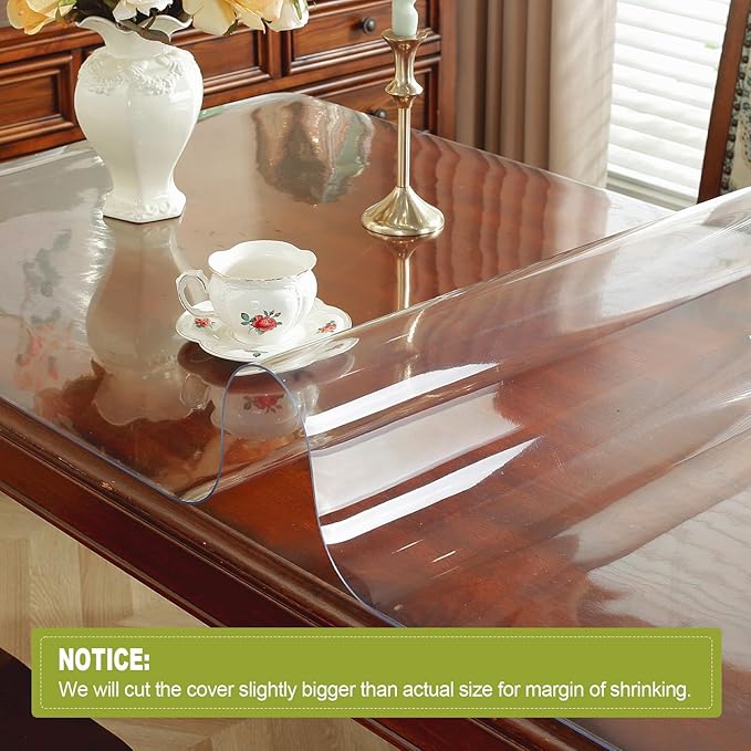 OstepDecor Clear Table Protector 28 x 60 Inch, 2mm Thick Plastic Table Cover, Waterproof PVC Clear Table Cover Protector, Desk Protector Mat, Writing Desk Pad for Desktop, Coffee & Dining Room Table