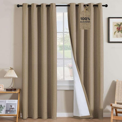 H.VERSAILTEX Linen Curtains 100% Blackout Curtains by HVERSAILTEX
