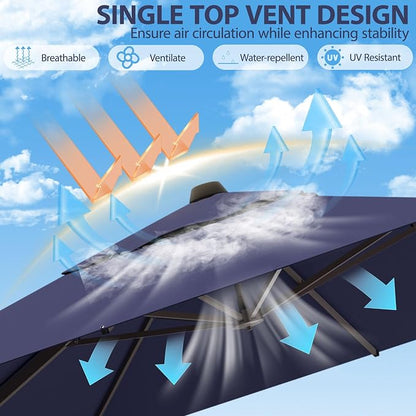 9' X 12' Cantilever Patio Umbrella Rectangle Outdoor Umbrella, 6-Level Tilt & - Image 4