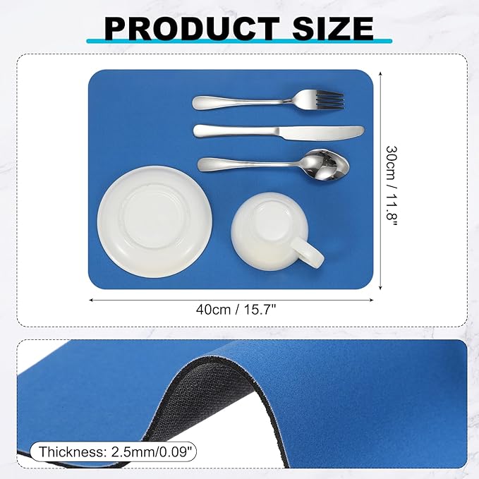 uxcell Silicone Mats for Kitchen Counter, 15.7" x 11.8" Non-Slip Countertop Protector Mat Heat Resistant Coffee Mat Waterproof Table Placemat, Blue