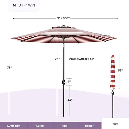 MIDTOWN UMBRELLAS The Lean 9 Feet Outdoor Umbrella - Image 6