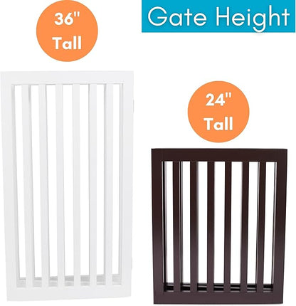 INTERNET'S BEST Dog Gate Indoor Freestanding Pet Barrier, Folding Wood Dog Fence, Extra Wide Doorway Puppy Gate, Indoor Animal Privacy Panel, Wooden Cat Fence - 3 Panel - 36", White
