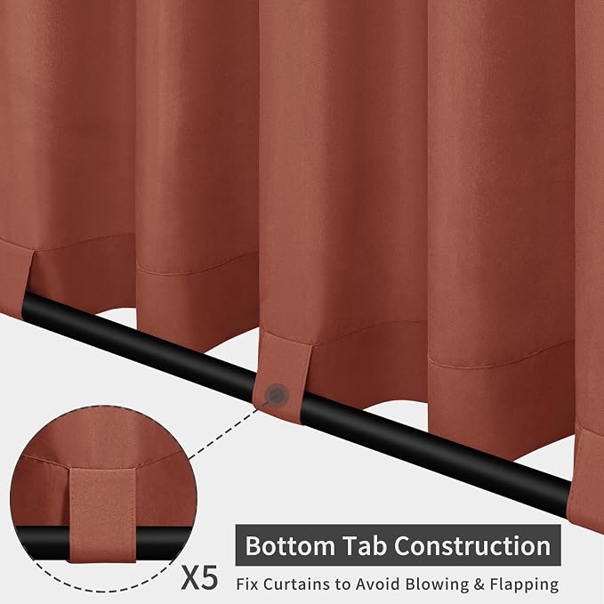 Easy-Going Outdoor Patio Curtains 2 Panels, 110x108 inch, Terra Red | Privacy - Image 3