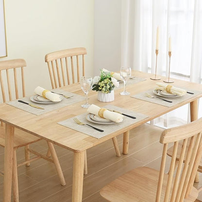 Homaxy Faux Leather Heat Resistant Placemats for Dining Table Set of 12, Waterproof Wipeable Washable PU Table Mats, Easy to Clean Anti-Slip Place Mats, 11.8" x 17", Beige
