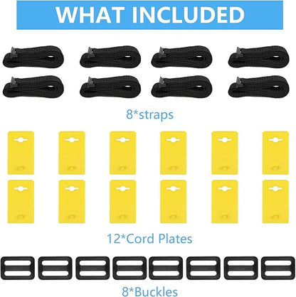 VINGLI Pool Cover Reel Set Pool Reel Embedded Straps with Clips, Pool Solar Cover Reel Attachment Kit,Including 8 Adhesive Nylon Straps, 12 Cord Plates,8 Buckles for In-ground Swimming Pool