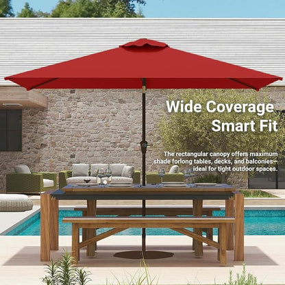 6.5' x 10' Rectangular Patio Umbrella Large Outdoor Market Umbrella w/UV - Image 8
