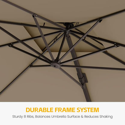 10x10 FT Patio Cantilever Umbrella, Rectangular Heavy Duty Offset Umbrella - Image 5