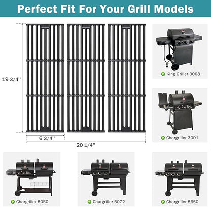 Criditpid Replacement Parts for Char Griller 5050, 5650, 3001, 5072, 3030,3008, 4000, 5252, King Griller 3008 5252, Grill Grates, Heat Plate, Burners and Ignitor for Chargriller Parts Replacement