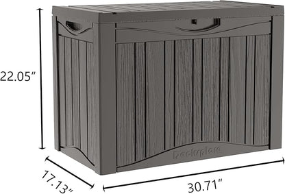 45 Gallon Deck Box, Resin Outdoor Indoor Waterproof Storage Box, Lockable Storage Box With Handle for Patio Furniture - Garden Tools - Swimming Pool Tools UV-Resistant, Grey