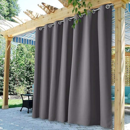 Outdoor Waterproof Curtains for Patio W100 x L84 Inch Grey, 1 Panel | Extra by StangH