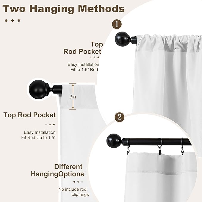 HolidayIdeas Waterproof Patio Outdoor Curtains with Rod Pocket, 6 Pcs- UV & Privacy Protect Weatherproof Gazebo Outdoor Drapes for Porch, Balcony, Apartment, Sliding Glass Door, White, 54x84 Inch