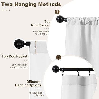 HolidayIdeas Waterproof Patio Outdoor Curtains with Rod Pocket 54x95 Inch, 4 Pcs- UV & Privacy Protect Weatherproof Gazebo Outdoor Drapes for Porch, Balcony, Apartment, Sliding Glass Door, White