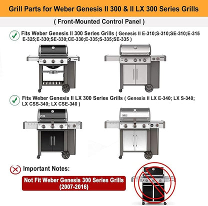 18.85" Grill Grates for Weber Genesis II 300 & GS4 Genesis II LX 300 Series Grills;Genesis II E & S 310 315 320 325 335 Grills;Weber Genesis II Grates 66095;304 Stainless Steel Grates