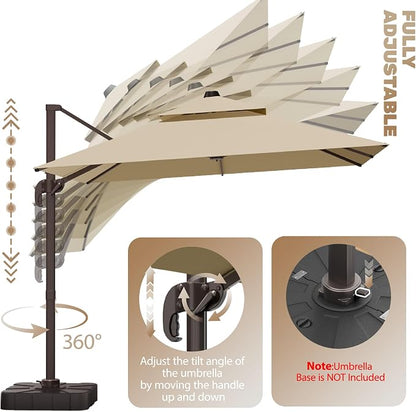 10x10Ft Patio Umbrella Outdoor Cantilever Rectangle Umbrella, 6-Level Tilt & - Image 6