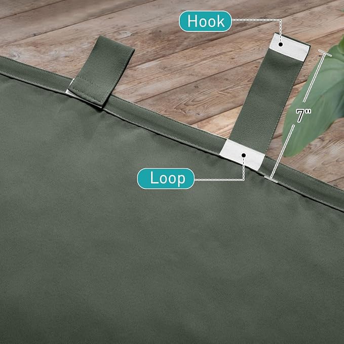 NICETOWN 2 Panels Greyish Green Long Outdoor Curtainss - Image 6