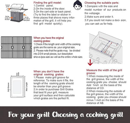 GGC 18.75" Grill Grates for Weber Genesis ii E-310, E-315, E-325, E330, E335, S-310, S-335, S-345 Genesis II LX S-340, LX E-340, 2 PCS Cast Iron Grates for Weber 66095 66802