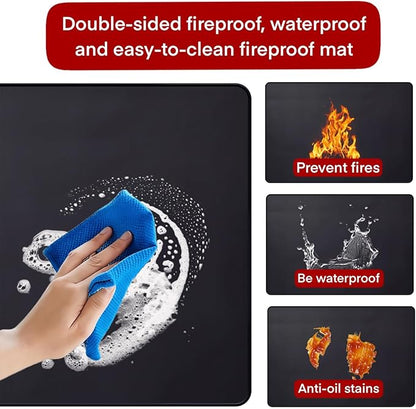 60x40 Inch Under Grill Mats for Outdoor Grill, Double-Sided Fireproof Waterproof Oil-Proof BBQ Mat for Fire Pit, Deck & Patio Protector Mat