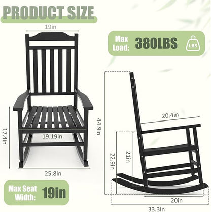 Outdoor Rocking Chairs Set of 2, Weather-Resistant Rocking Chair Ergonomic | - Image 2