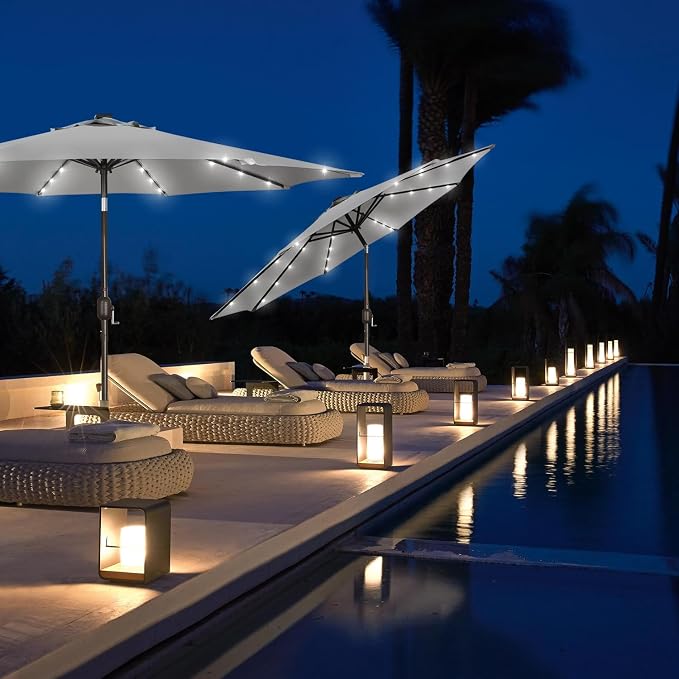 9 ft Solar Umbrella, Patio Umbrella - Image 7