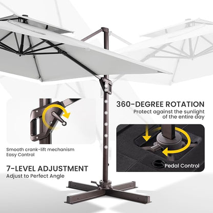 10x10 FT Outdoor Cantilever Patio Umbrella, Fog Grey | Aluminum Frame, - Image 4