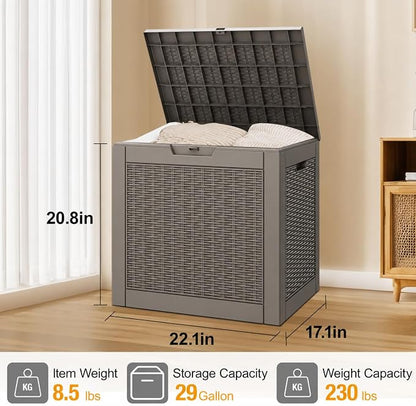 29 Gallon Outdoor Storage Box, Resin Deck Boxes Indoor and outdoor, Waterproof - Image 2