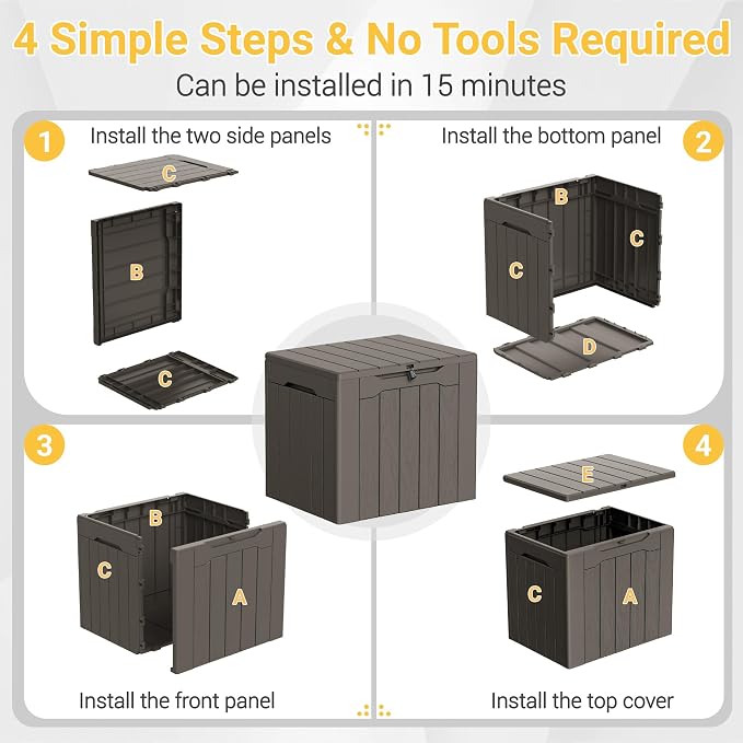 Greesum 33 Gallon Resin Deck Box All Weather Outdoor Storage Boxes, Outdoor Toys - Image 6
