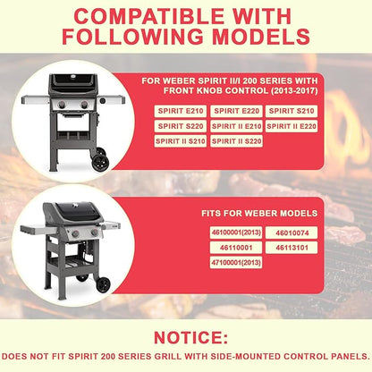 7637 Grill Grates for Weber Spirit and GS4 Spirit II 200 Series Grills Parts Spirit E210 S210 E215 E220 S215 S220, Spirit 2 E210 S210 Replacement Parts, 7MM Stainless Steel (Front Mount Controls)