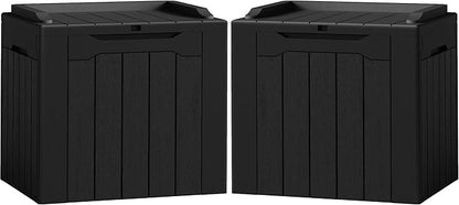 Flamaker 2 Pack Deck Box 31 Gallon Waterproof Resin Storage Box with Lid Indoor Outdoor Delivery Box Storage Bin for Patio Cushions (Black)