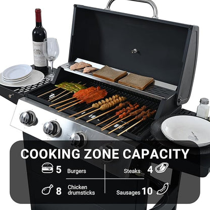 Endark 4-burner | 34,000 BTU all-purpose cast iron bbq grill | Perfect for outdoor cooking, garden, poolside, tailgating and hiking | great for roasting, searing, kebabs