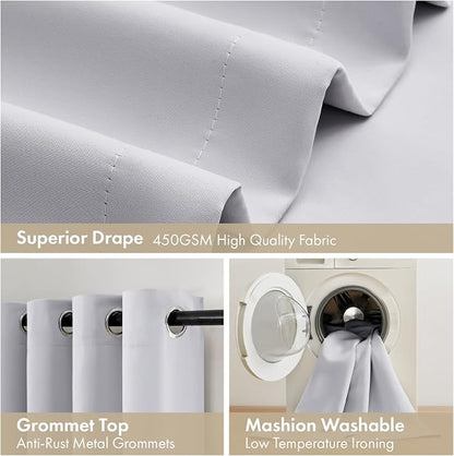 MIULEE Greyish White 100% Blackout Curtains - Image 7