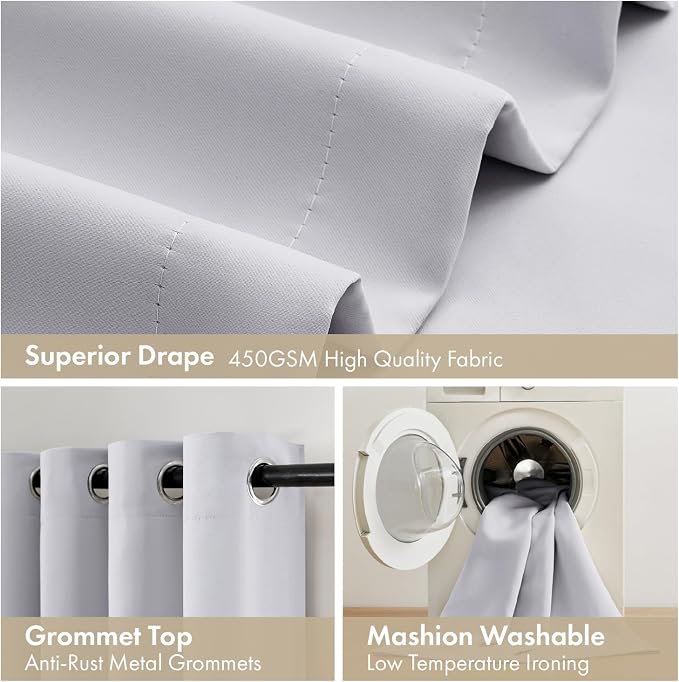 MIULEE Greyish White 40x54 Inch Length Blackout Curtains - Image 7