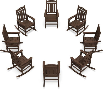 Oversized Outdoor Rocking Chairs Set of 8, 380lbs Heavy-Duty Large Patio Rocker by CIOKEA
