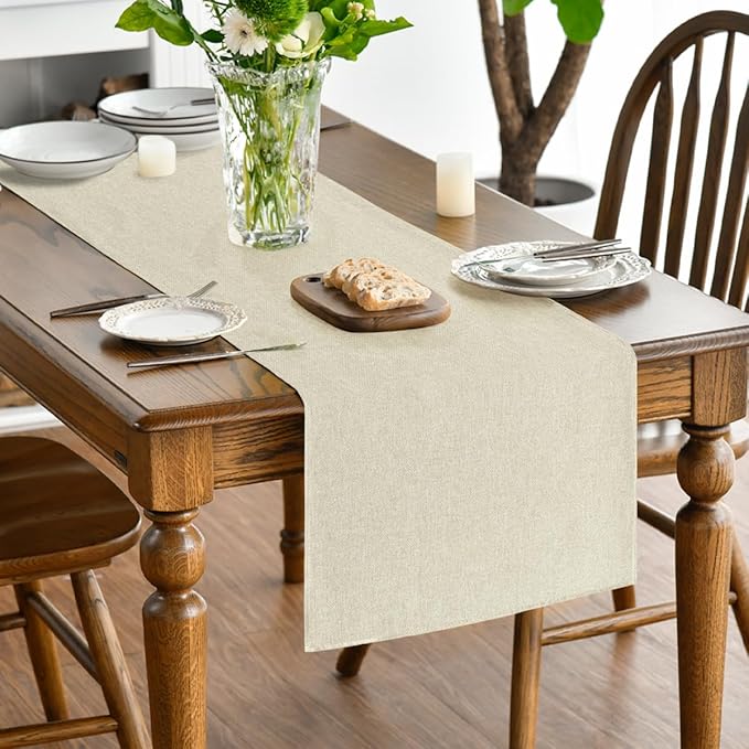 Artoid Mode Beige Table Runner, Seasonal Summer Fall Washable Kitchen Dining Table Decoration for Home Party Decor 13x48 Inch